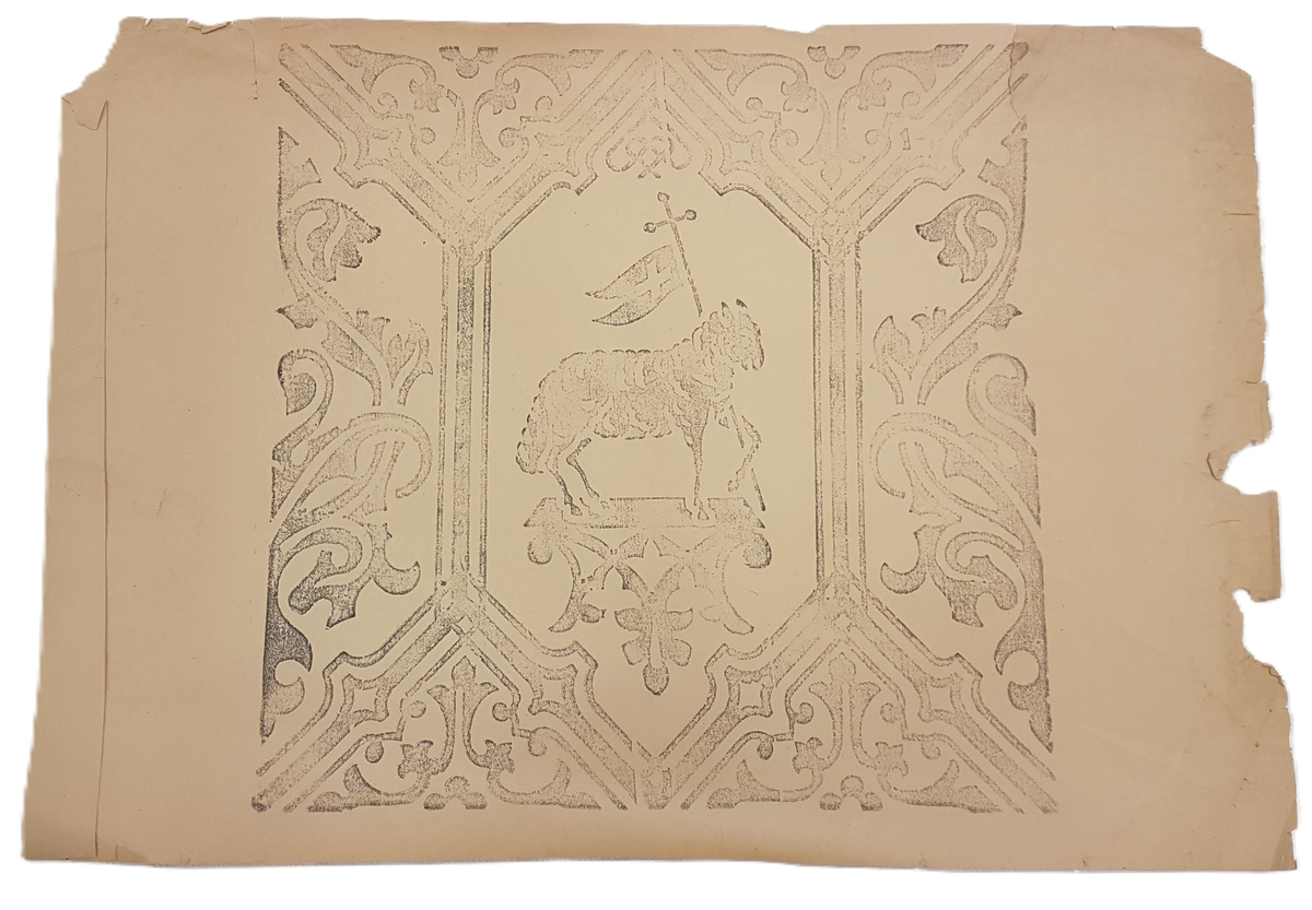 En samling mönsterkopior, övningsmaterial från utbildning. Tryck på papper, olika storlekar - från ca 5-10 cm upp till ca 50 cm stora.