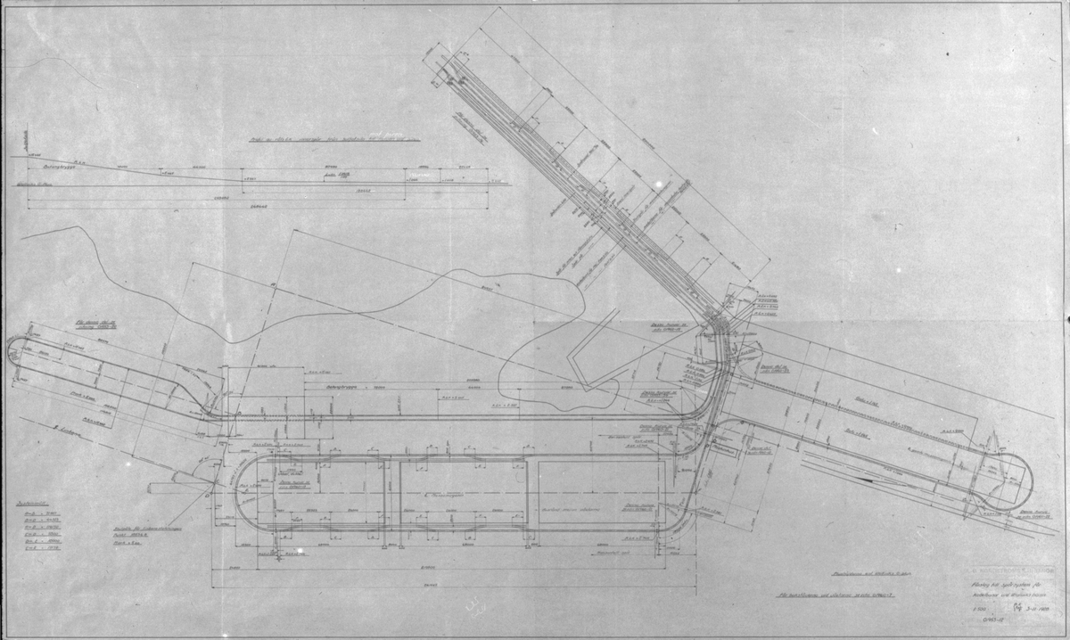 Byggherre: Byggnadsaktiebolaget Contractor, Stockholm. Ritning. Förslag till spårsystem för kabelbanor till Vallviks hamn.