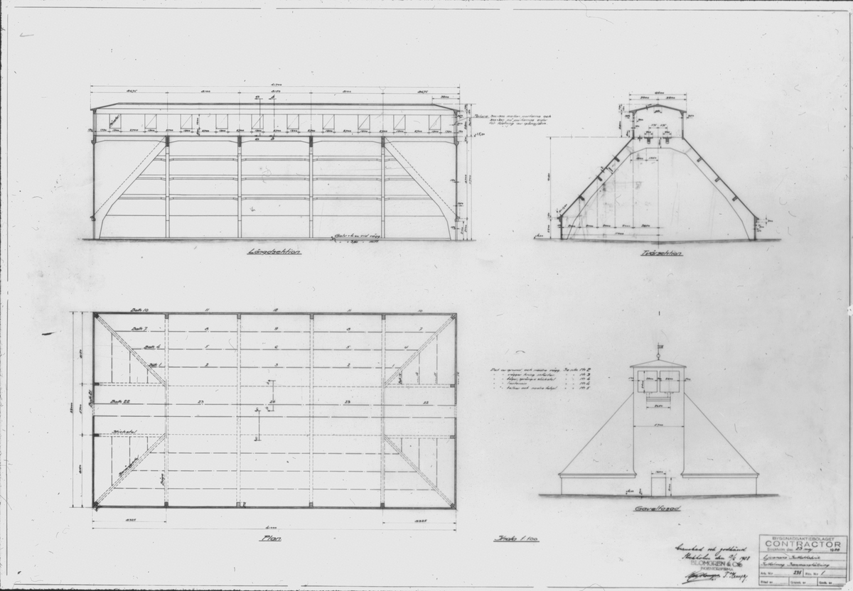 Byggherre: Byggnadsaktiebolaget Contractor, Stockholm. Ritning över Ljusnans Sulfitfabrik.