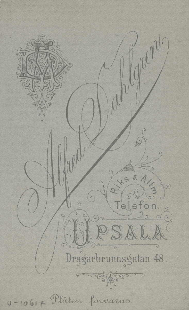 Mansporträtt av Carl Benedicks, 1897. Fotograf Alfred Dahlgren, Uppsala.