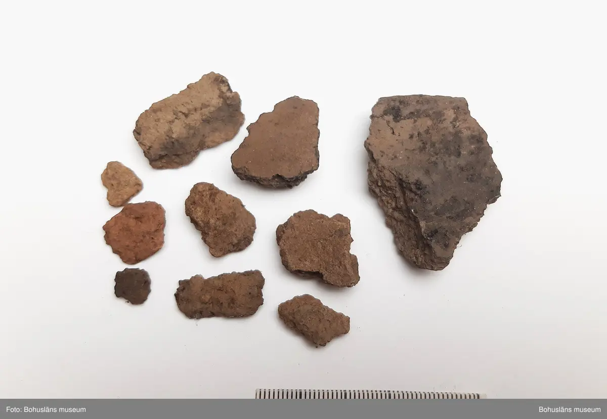 Kärlfragment. En profilerad mynningskärva (med matskorpa), godset i övrigt mycket spjälkat.