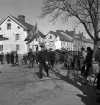 Första Maj 1941.
Demonstrationståg med polis i täten, längs Storgatan västerut i höjd med nuv. Oxtorget.