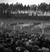 Gymnastikuppvisningen, 25/5 1941. 
Uppställning och parad med fanborg på Värendsvallen. 
Fotot taget från publikläktaren.
