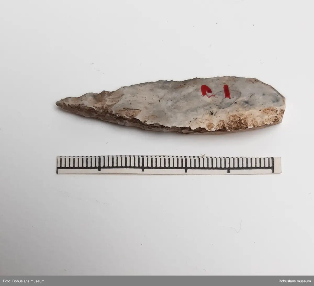 Spånborr, med retusch längs bägge långsidor.