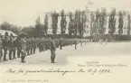 Svea ingenjörsbataljon uppställd inför generalinspektion på kaserngården i Stockholm.