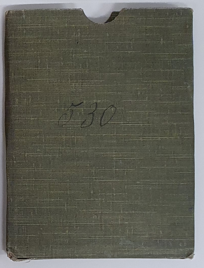 Bok med fodral. Svenska Kakelugnsmakare Förbundet. Medlemsbok tillhörande Jarl Nilsson 1907.