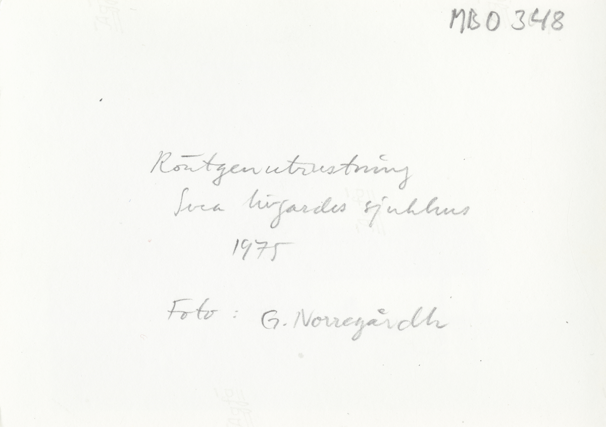Svea livgardes sjukhus, röntgenutrustning.