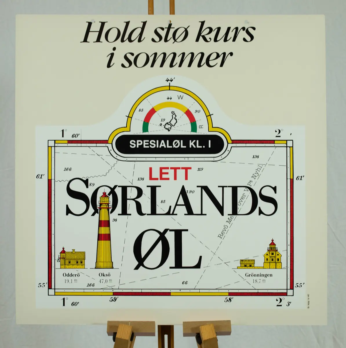 Flerfarget pappplakat som viser et CB-produkt med slagord