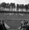 Gymnastikuppvisningen, 25/5 1941. 
Kvinnliga gymnaster har uppvisning med hopprep, på Värendsvallen. 
Fotot taget från publikläktaren.