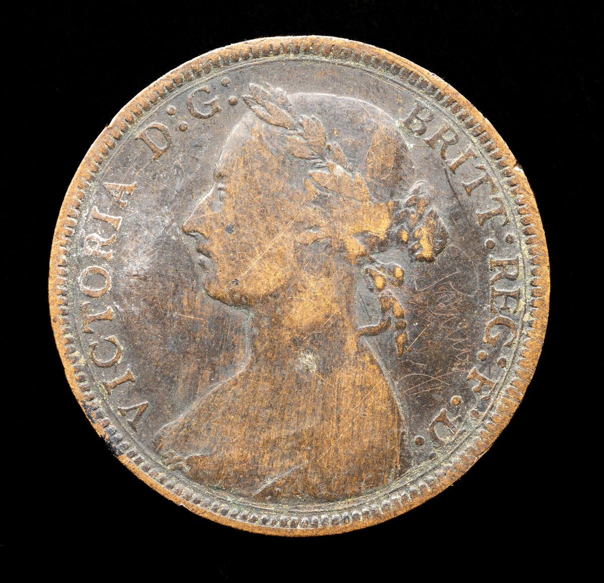 1/2 penny, England, 1887. 002652-002664 (klassifikation 22:2) på samma katalogkort. "Diverse utländska mynt". 