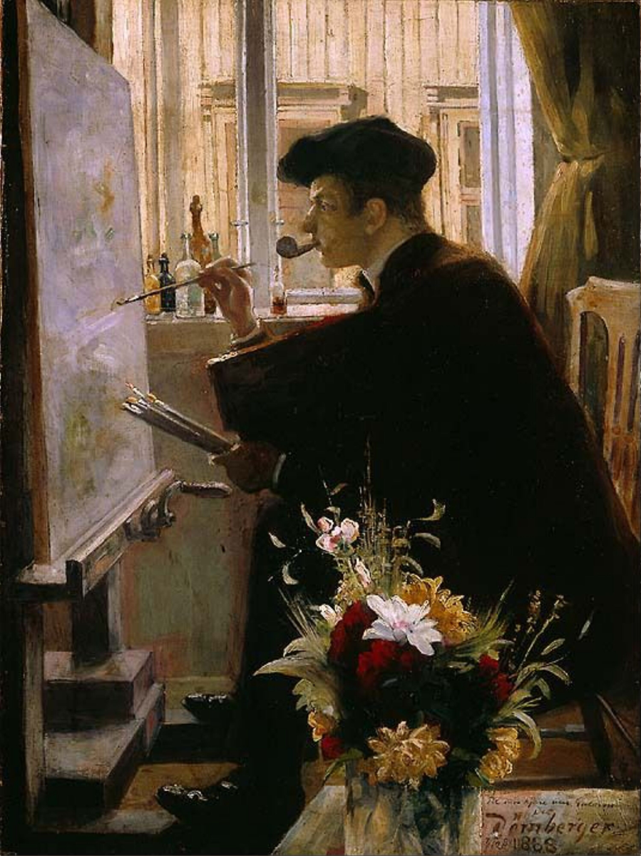 Ved staffeliet [Maleri]