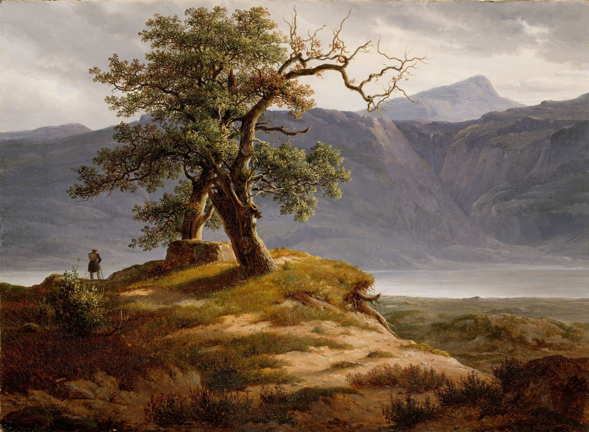 Landskap med vandringsmann  [Maleri]