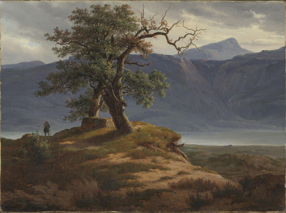 Landskap med vandringsmann  [Maleri]