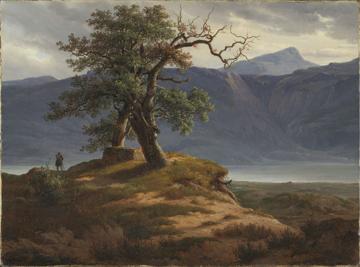 Landskap med vandringsmann  [Maleri]