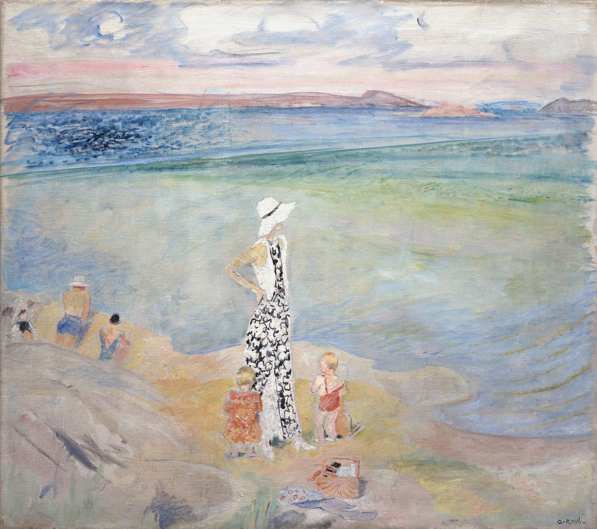 På badestranden [Maleri]