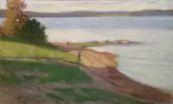 Aftensol på fjorden [Maleri]