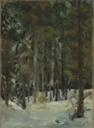 Skog i sne [Maleri]