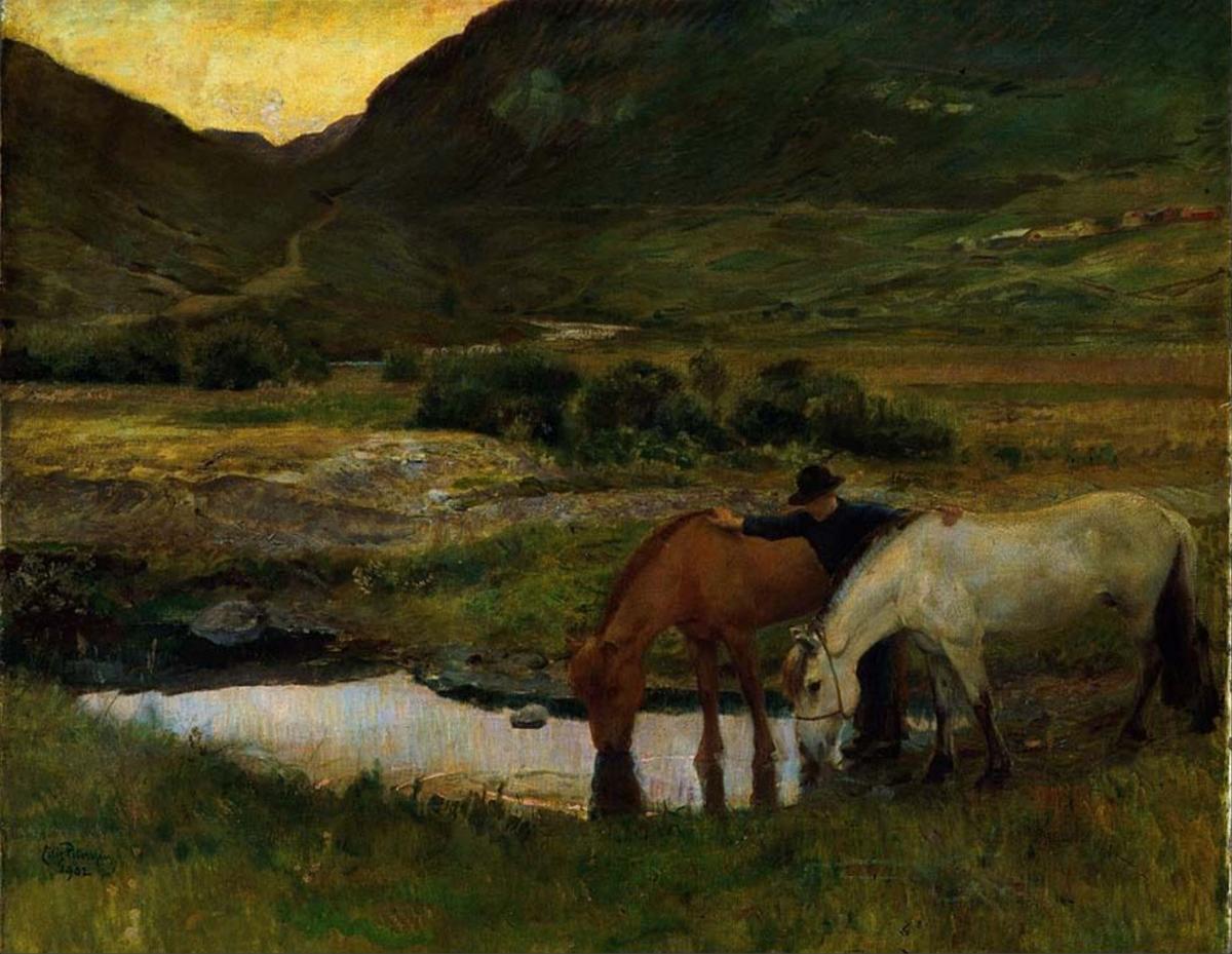 Kveld. Fra Skogstad i Valdres [Maleri]