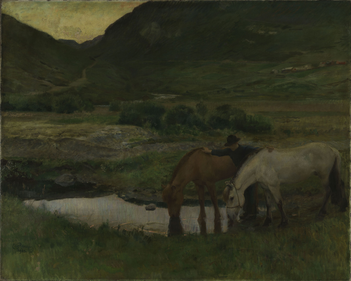 Kveld. Fra Skogstad i Valdres [Maleri]