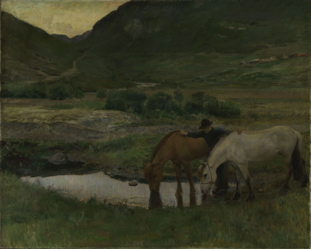 Kveld. Fra Skogstad i Valdres [Maleri]