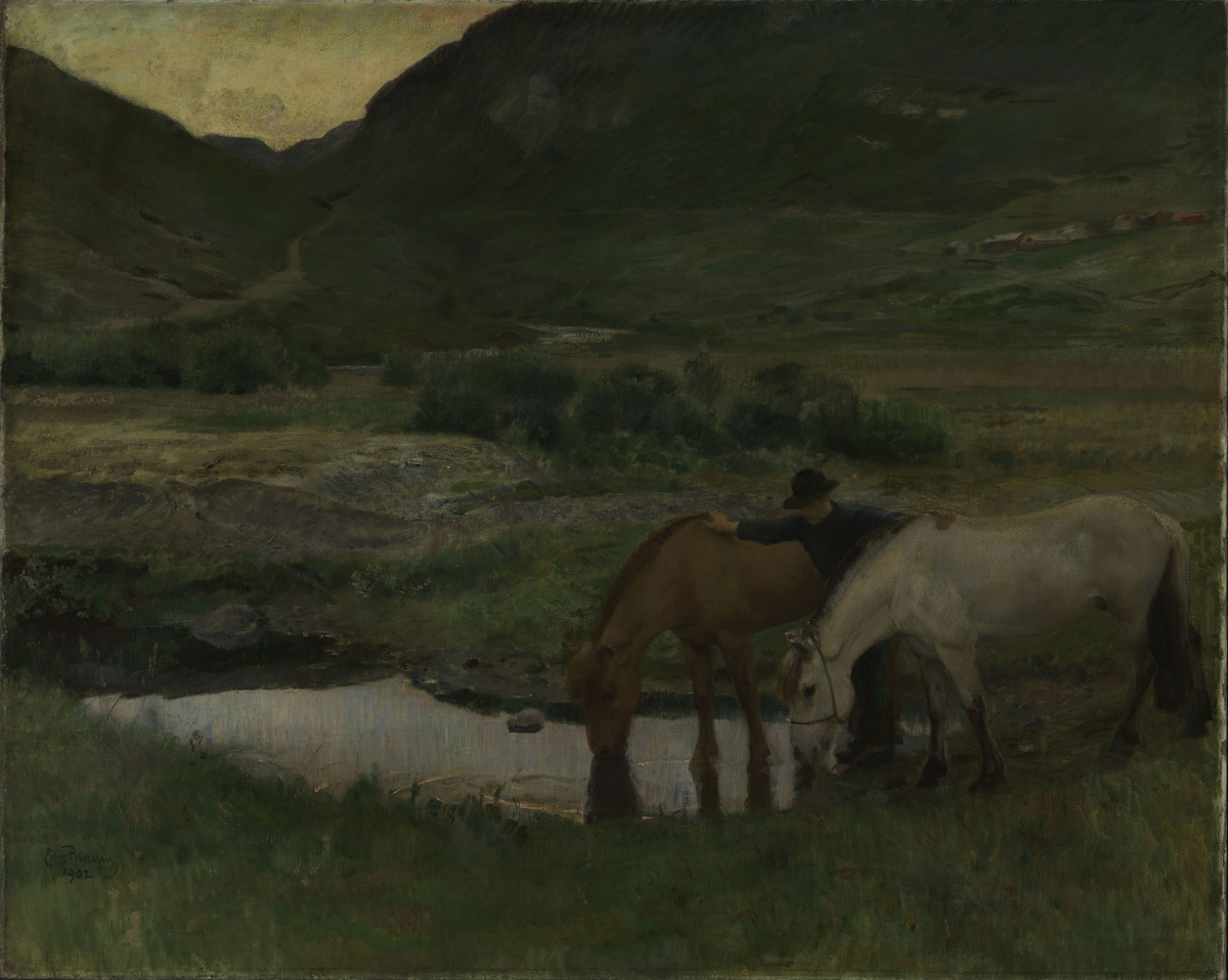 Kveld. Fra Skogstad i Valdres [Maleri]