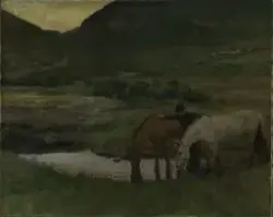 Kveld. Fra Skogstad i Valdres [Maleri]