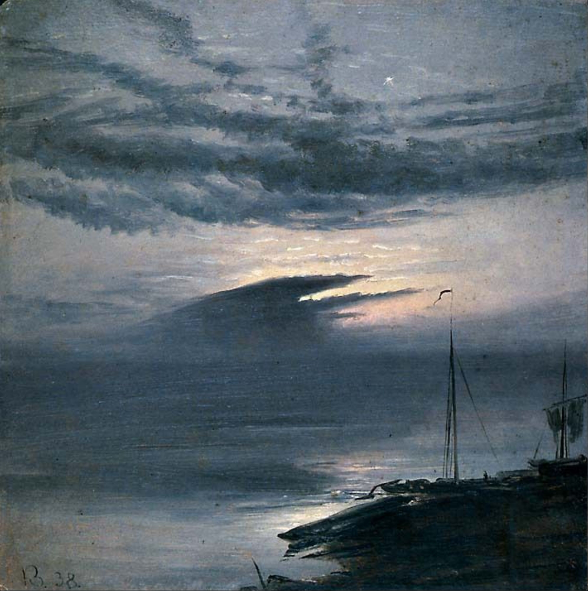 Måneskinn ved Elben [Maleri]