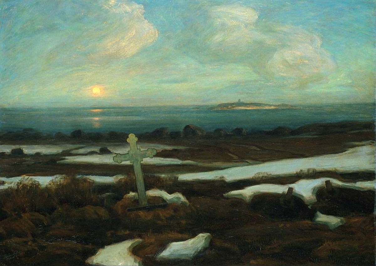 Kirkegård i Lofoten [Maleri]