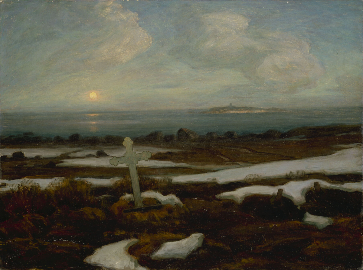Kirkegård i Lofoten [Maleri]