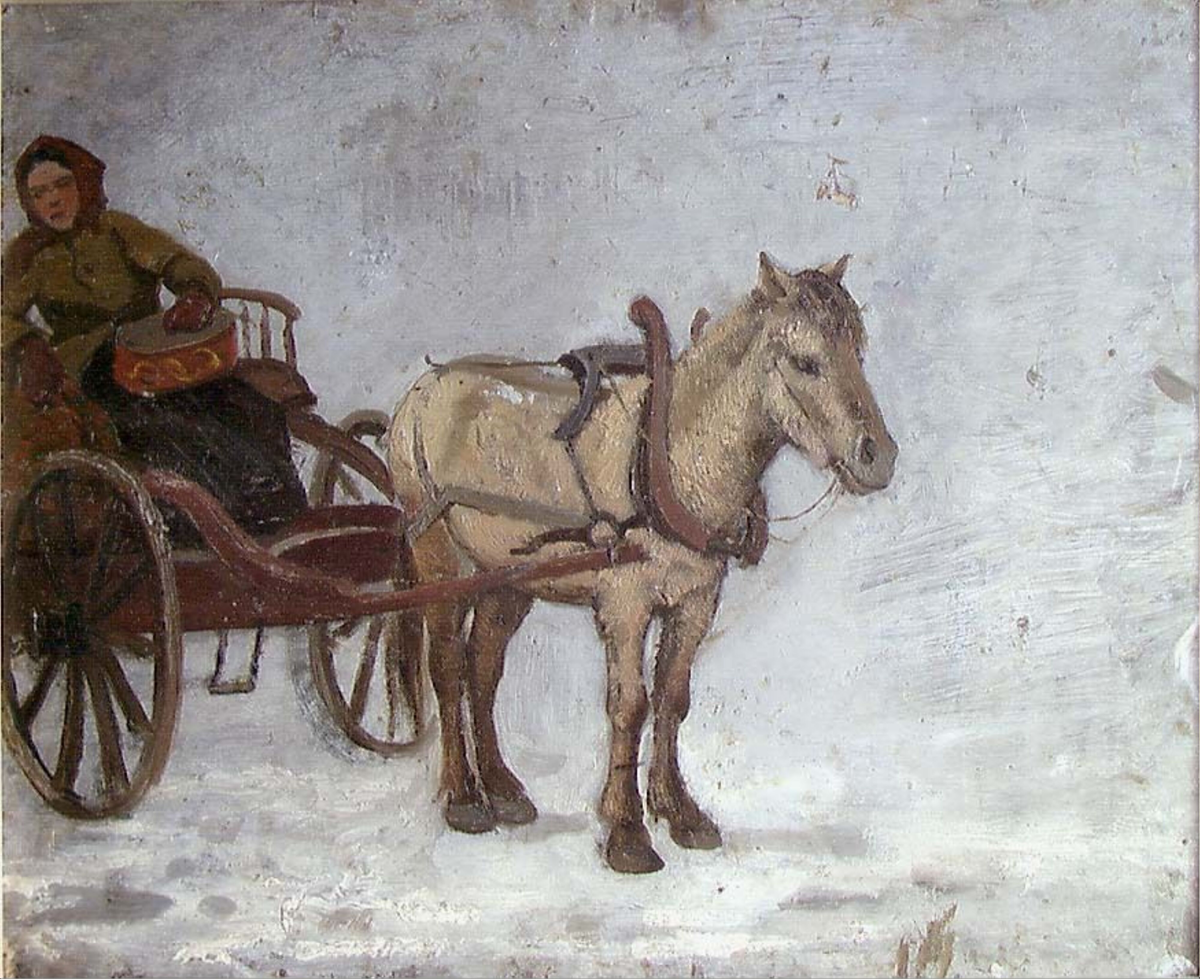 Kvinne i stolkjerre [Maleri]