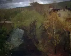 "Geitebrua" over Loelven i Oslo [Maleri]