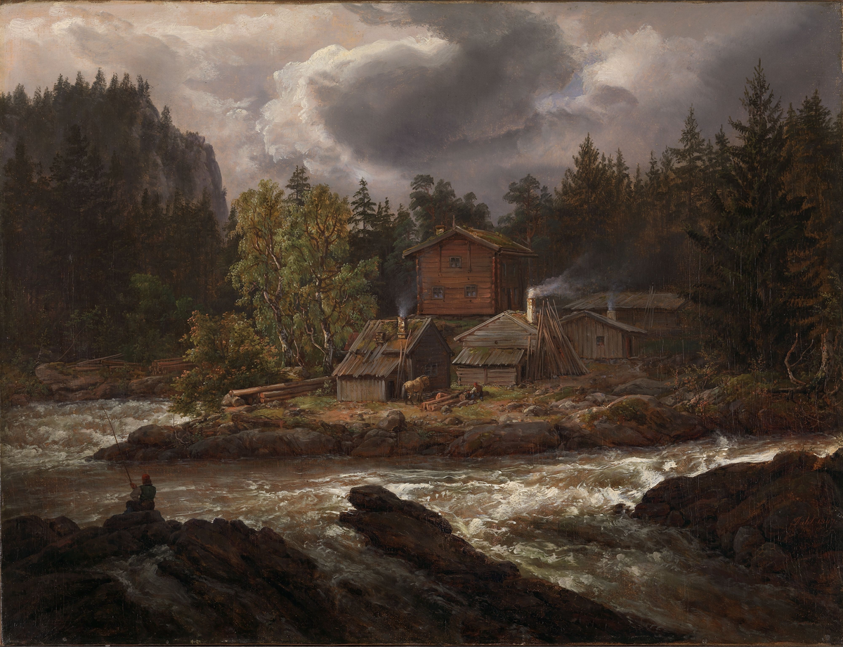 Fra Hønefossen [Maleri]