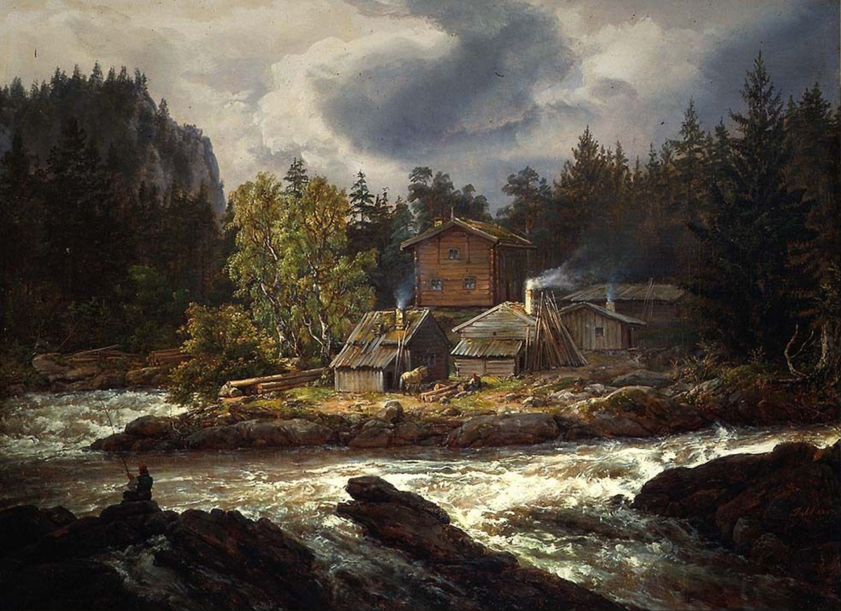 Fra Hønefossen [Maleri]
