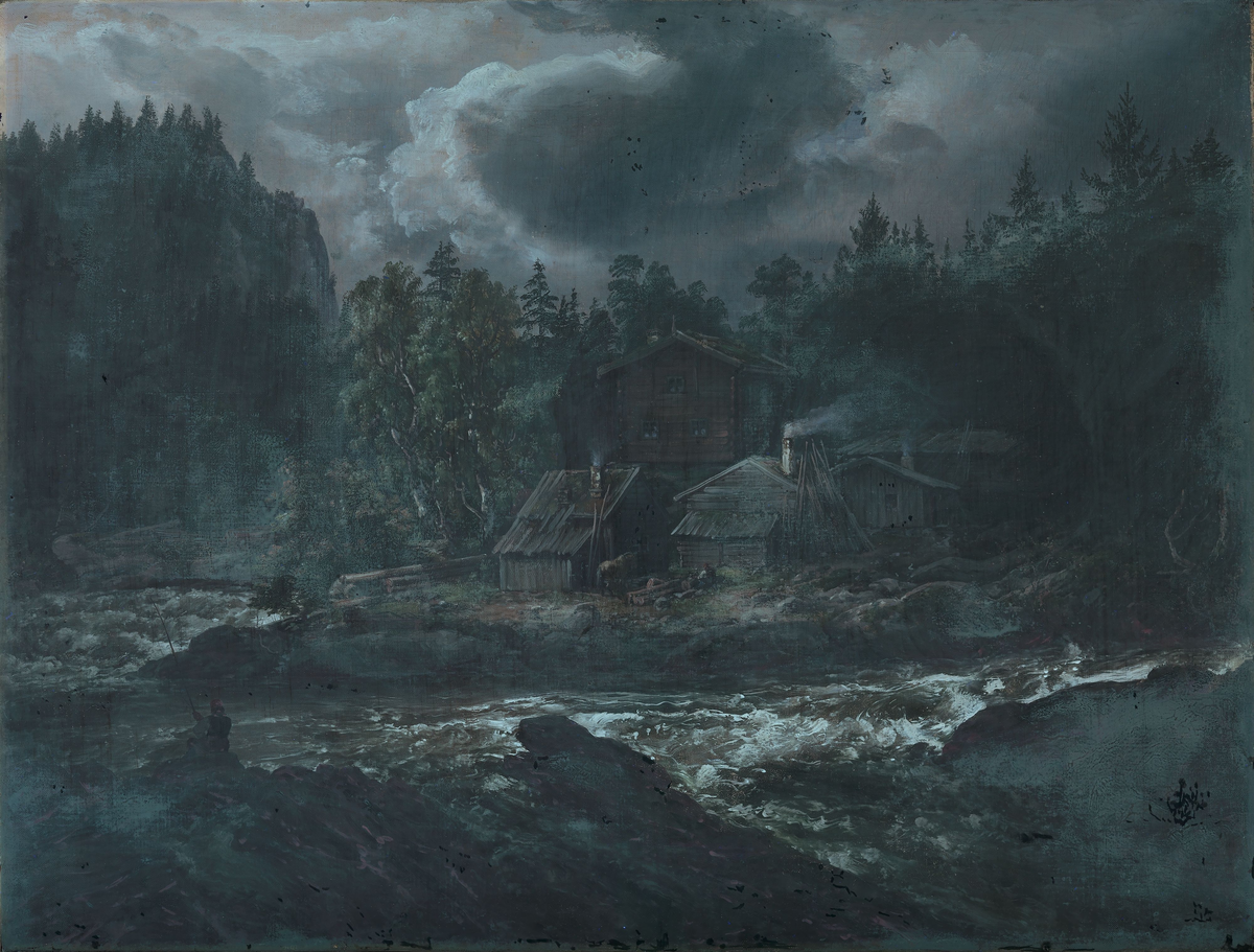 Fra Hønefossen [Maleri]