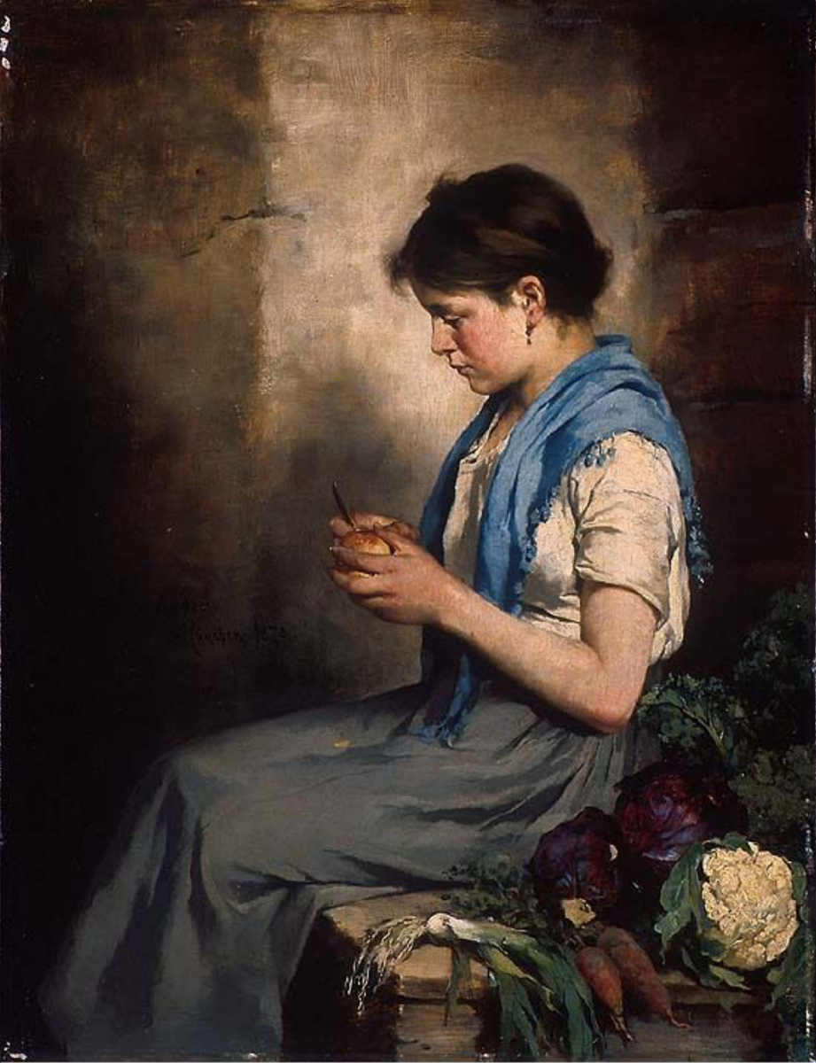 Pike med grønnsaker [Maleri]