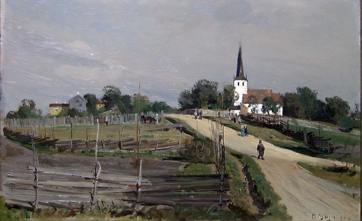 Norderhov kirke og prestegård [Maleri]