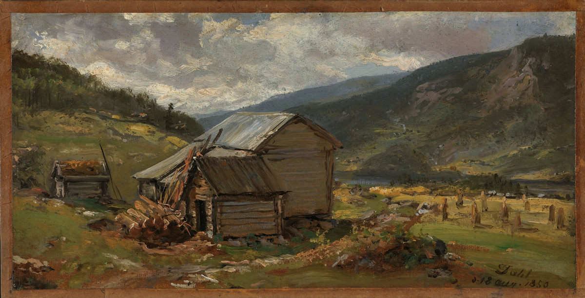 Fra gårdstunet, Hjelle i Valdres [Maleri]