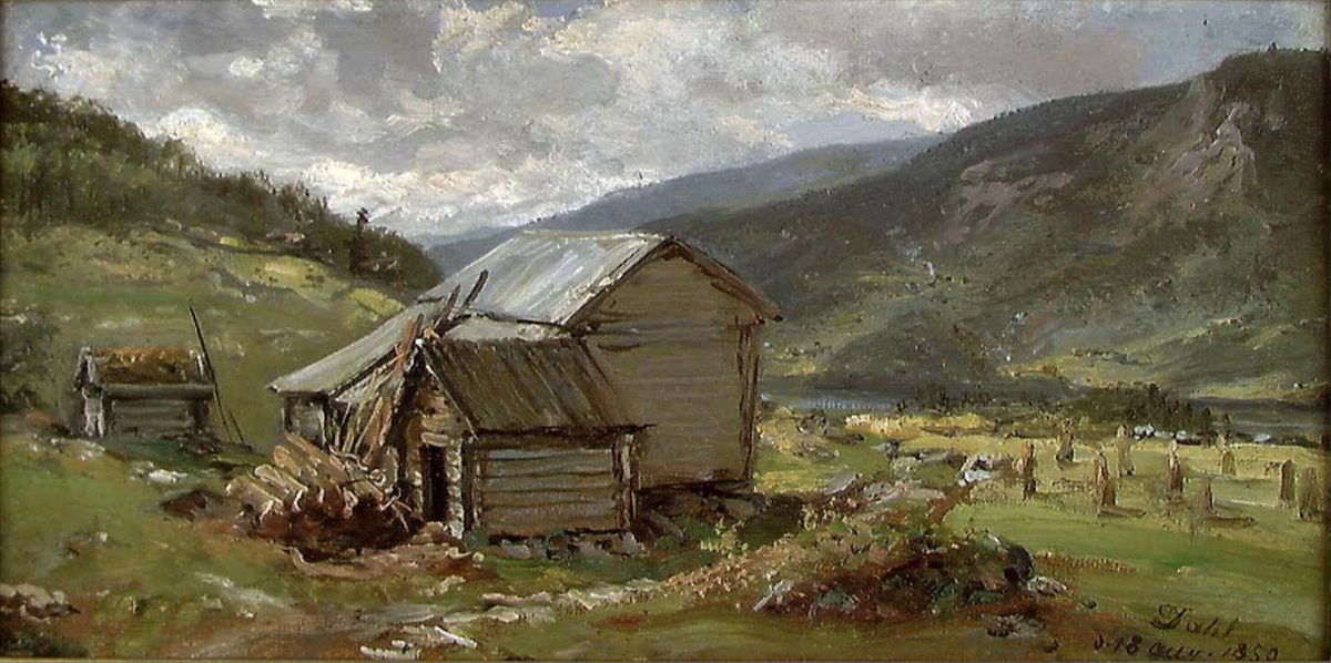 Fra gårdstunet, Hjelle i Valdres [Maleri]