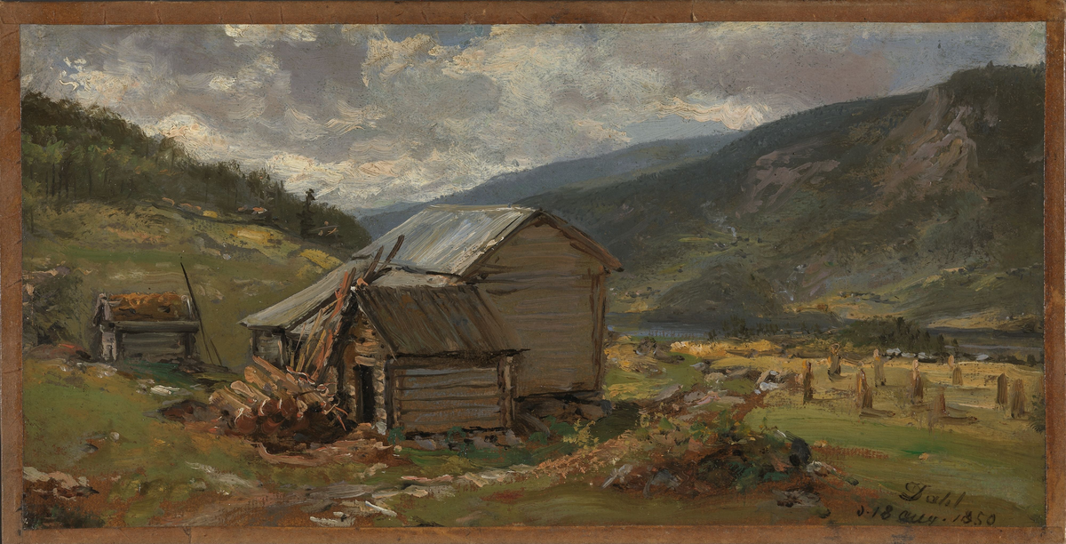 Fra gårdstunet, Hjelle i Valdres [Maleri]