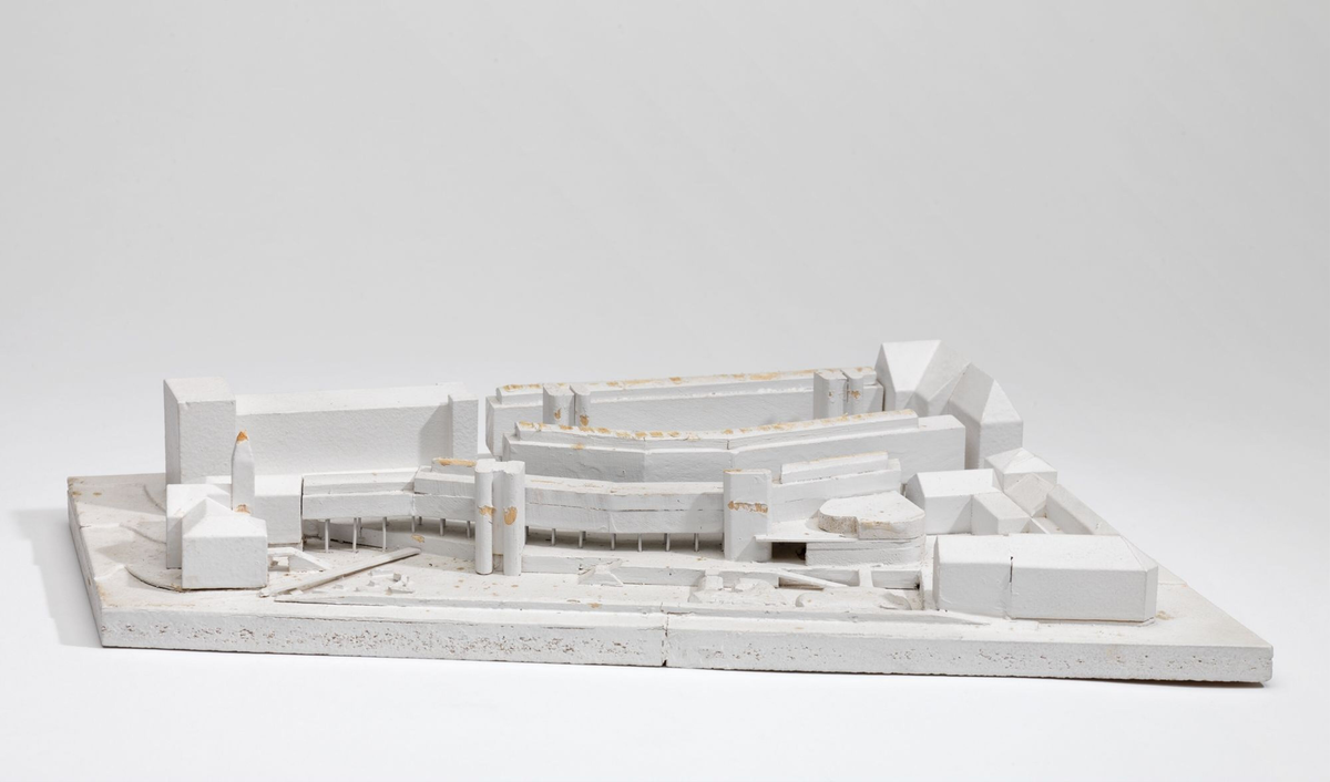 Utkast til bibliotek i Trondheim [Studiemodell]