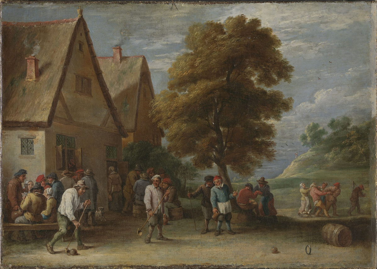 Bønder foran et vertshus [Maleri]