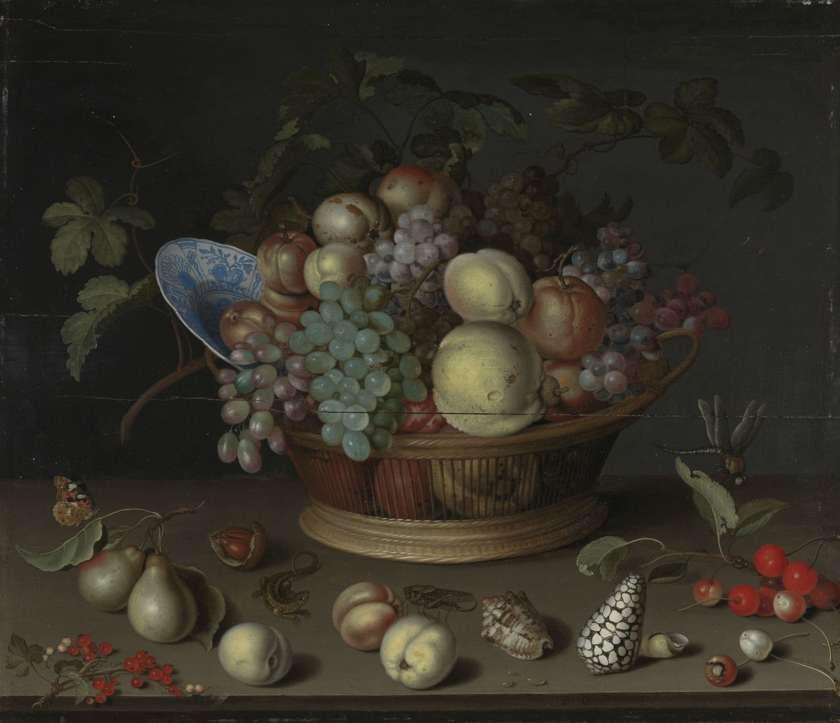 Stilleben med frukt og skjell [Maleri]