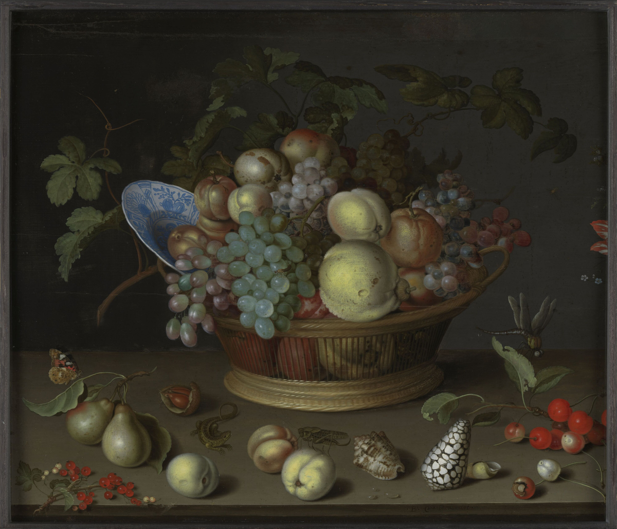 Stilleben med frukt og skjell [Maleri]
