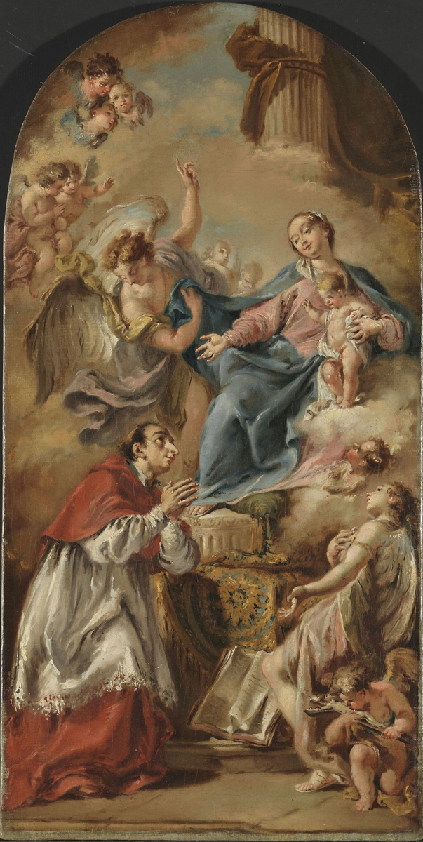 Den hellige Carlo Borromeos tilbedelse av Jomfru Maria med Jesusbarnet [Maleri]