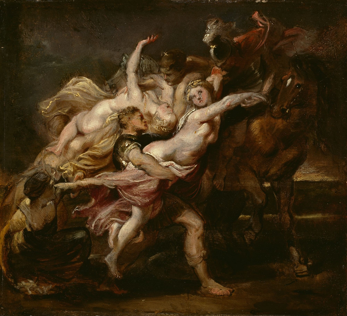 Castor og Pollux røver Levkippos' døtre [Maleri]