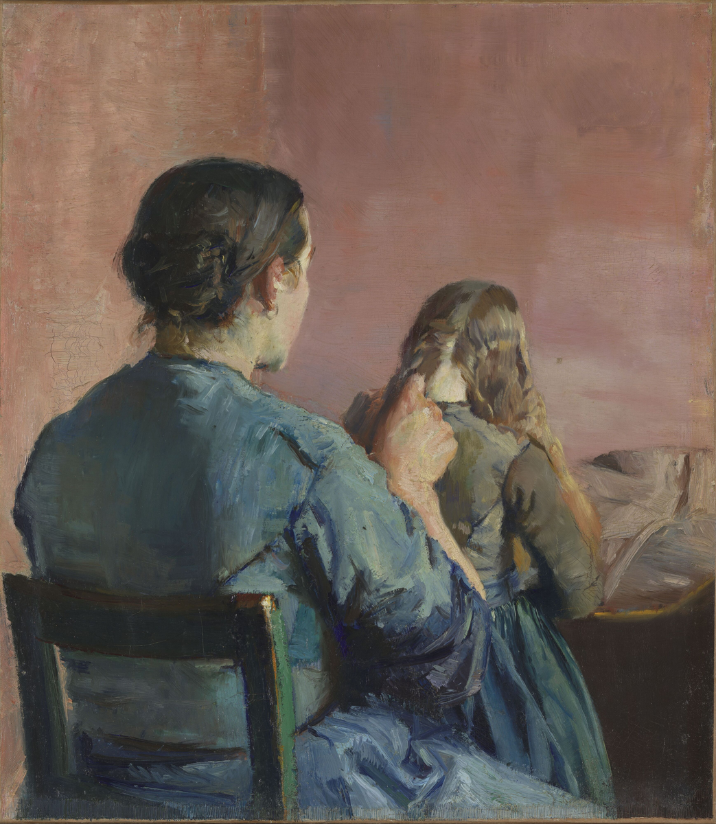 Håret flettes  [Maleri]