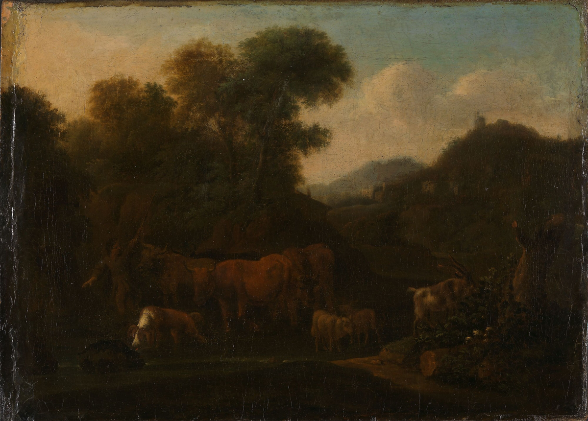 Berglandskap med gjeter [Maleri]