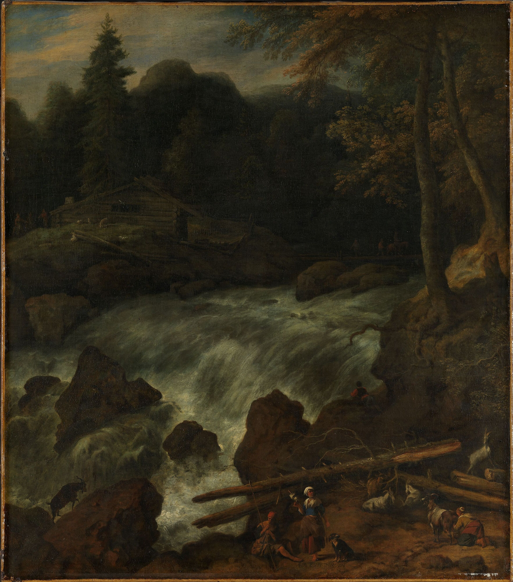 Foss mellom fjell [Maleri]