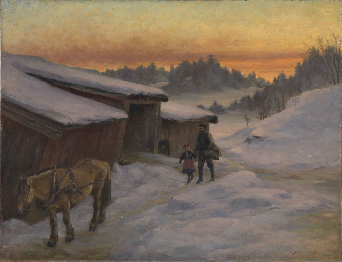 Fra en gård ved Lysaker [Maleri]