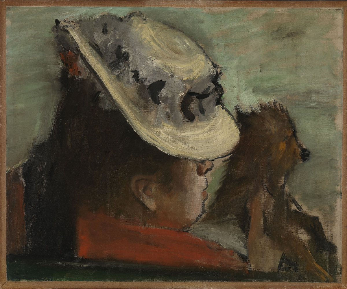 Kvinne med hund [Maleri]